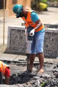 Hacking and demolition works